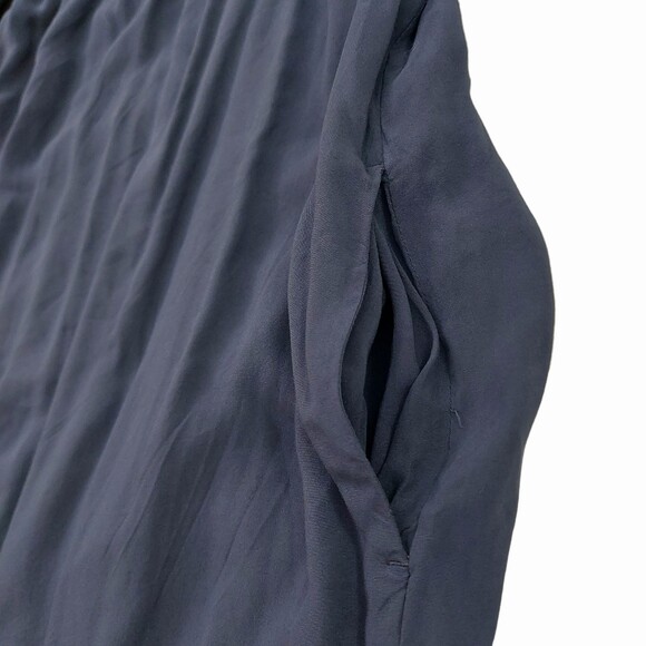 Old Navy One Shoulder Midi Dress Womens Medium Navy Pleated Rayon Bohemian - Picture 4 of 13